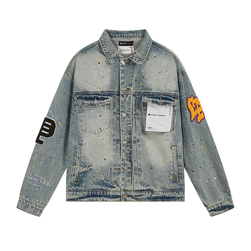 PURPLE BRAND Paint Splatter Denim Jacket #PU6019