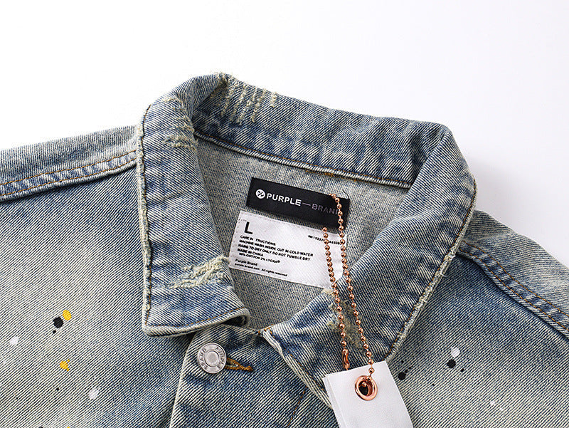 PURPLE BRAND Paint Splatter Denim Jacket #PU6019
