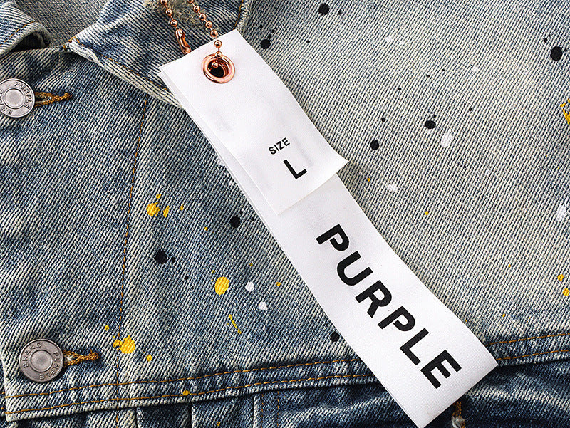 PURPLE BRAND Paint Splatter Denim Jacket #PU6019