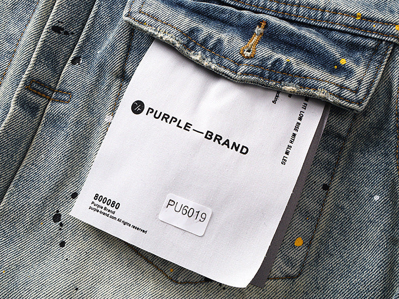 PURPLE BRAND Paint Splatter Denim Jacket #PU6019
