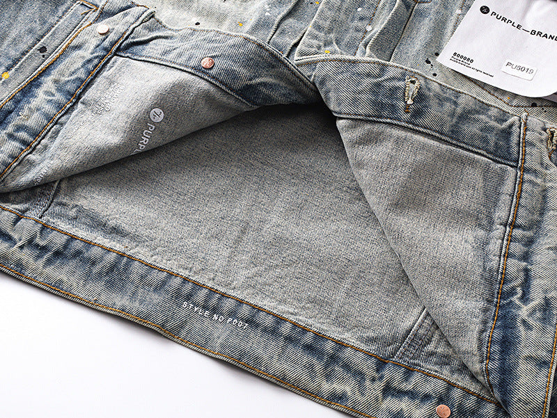 PURPLE BRAND Paint Splatter Denim Jacket #PU6019